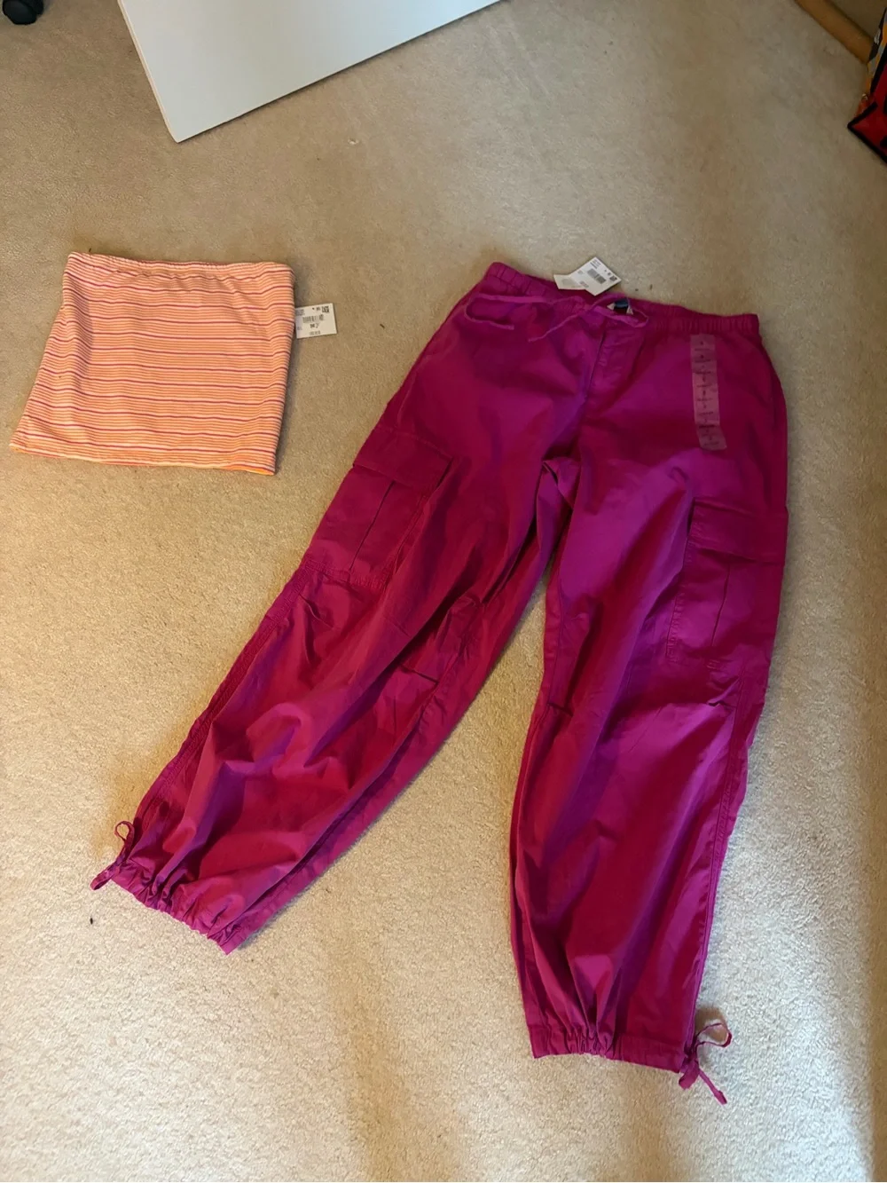 Womens Fuchsia Cargo Jogger Pants - Women’s Tube top